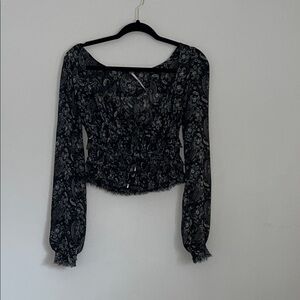 Elegant Black Paisley Women's Top
